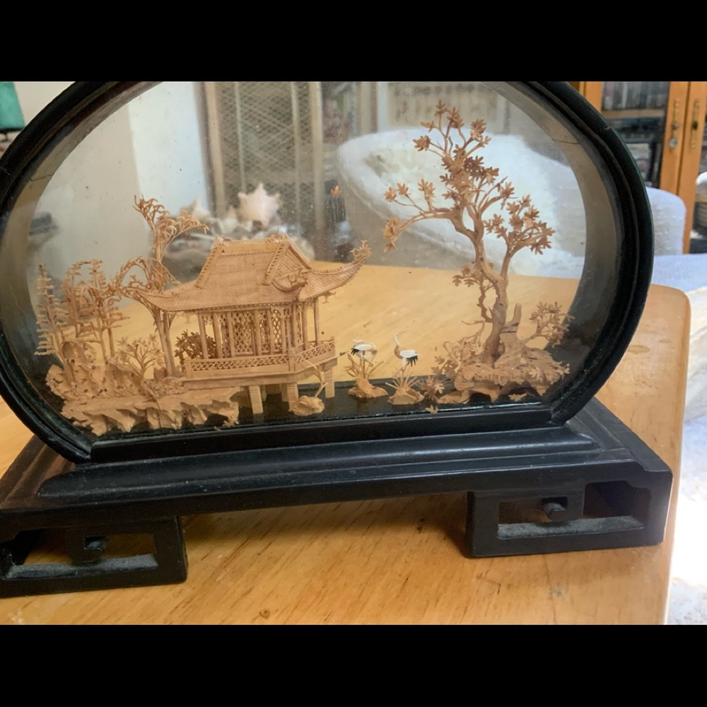 Exquisite Chinese Diorama 3 D art made with cork. SO unique!